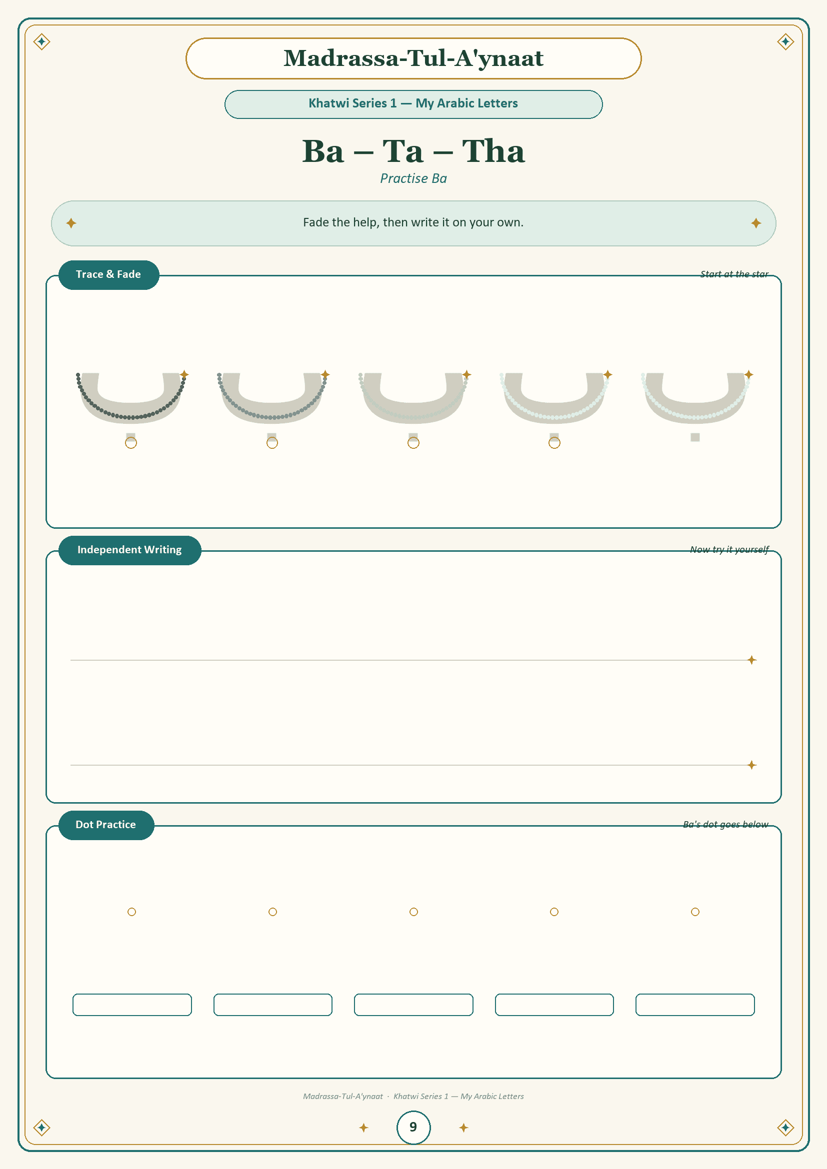 Khatwi Series 1 — Ba family tracing practice